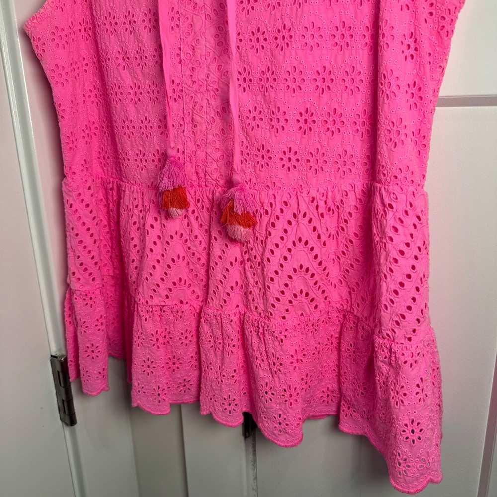 Vineyard Vines Women's Pink Eyelet  Sleeveless Tiered Top Size S - Picture 5 of 13
